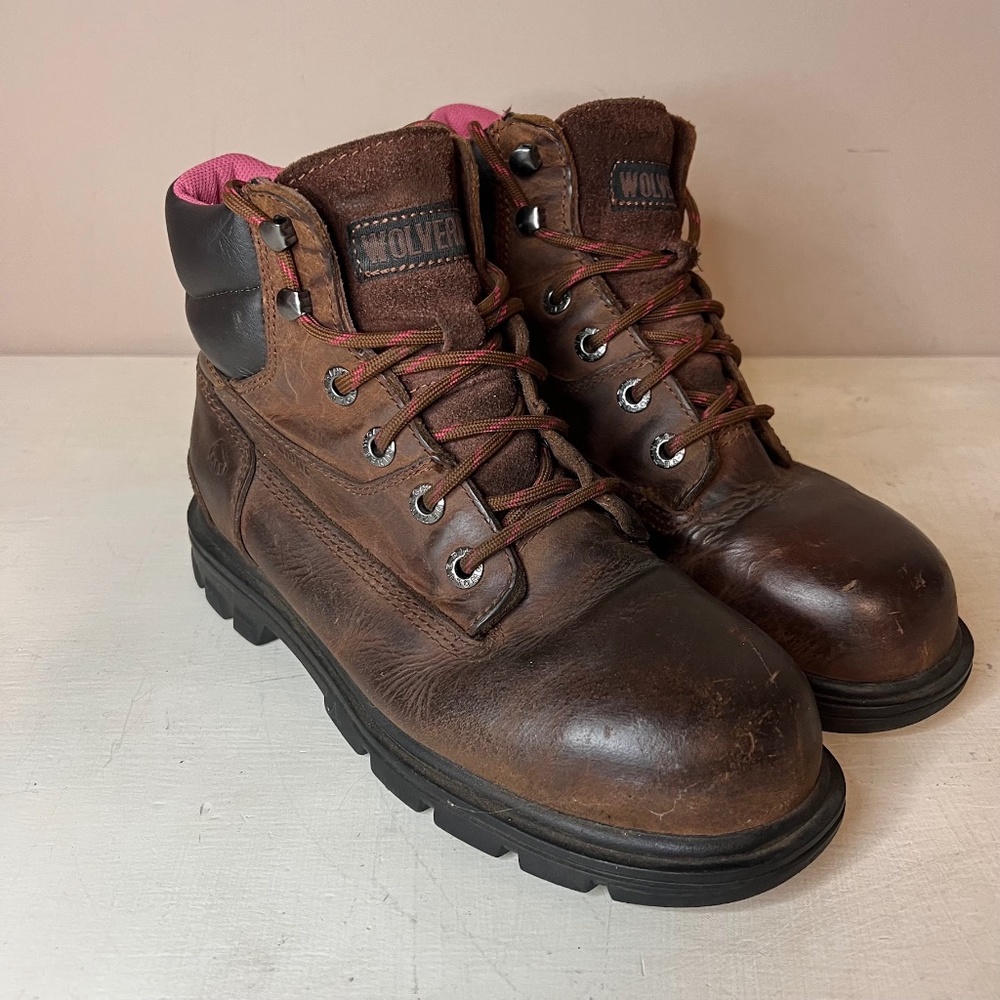 Wolverine W08693 Women's Brown Leather Steel Toe Safety Work Boots